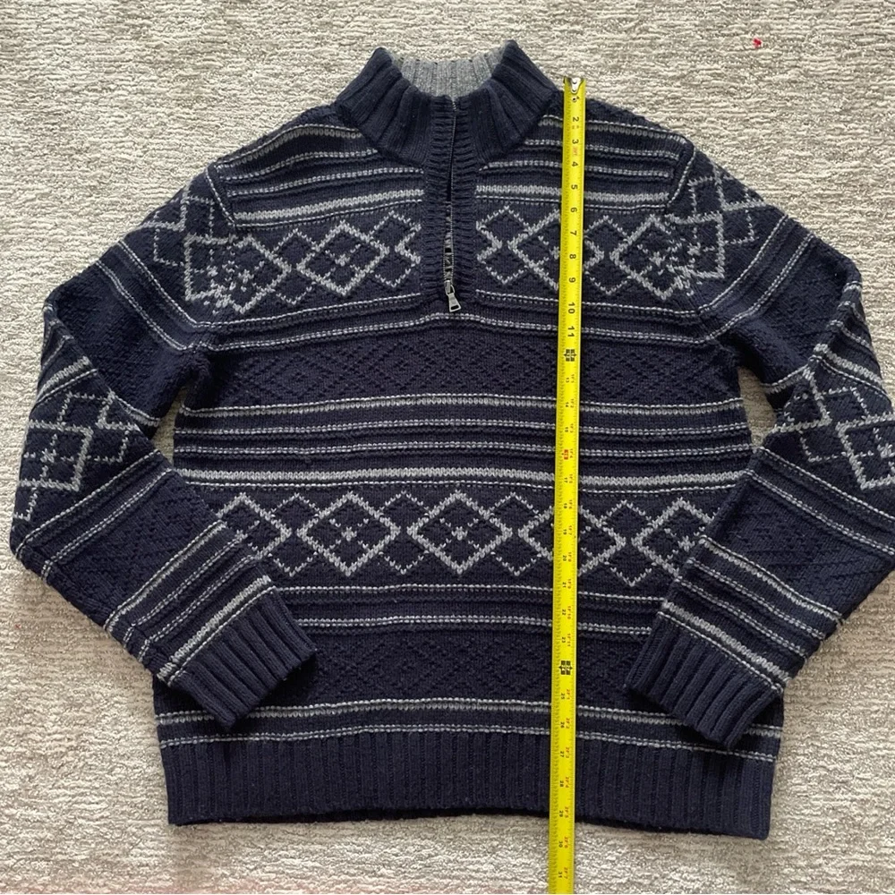 ST JOHNS BAY Sweater Men’s L 1/4 Zip Chunky Knit Geometric Acrylic Wool Cotton